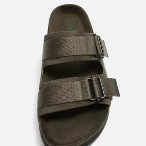 صندل اورجینال برند زارا Zara مدل DOUBLE STRAP LEATHER SANDALS کد 2716/420