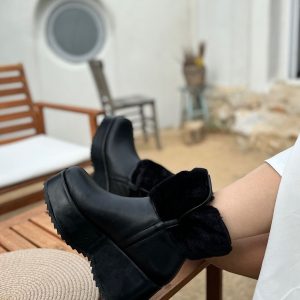 بوت اورجینال برند Shoebellas مدل Pofuduk Kürk Detaylı Kadın Bot کد 863927224