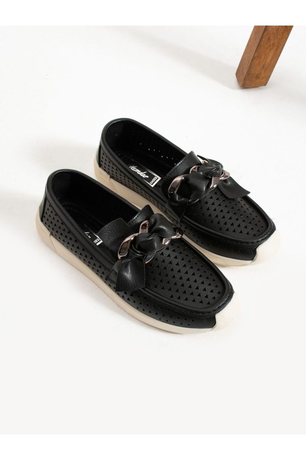 کالج اورجینال برند Alemdar shoes مدل GRANADA Siyah Delikli Kadın Loafer کد 818686686 - Image 4